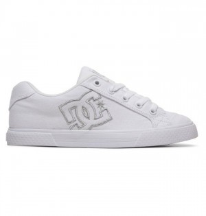 DC Chelsea Canvas Sneakers Dame Hvite Sølv | 54103-DXNJ