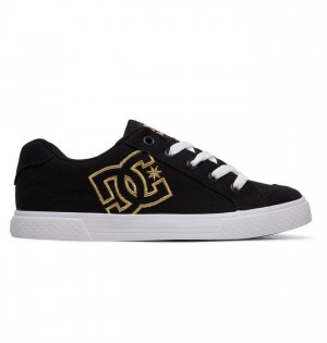 DC Chelsea Canvas Sneakers Dame Svarte Gull | 01869-NGEM