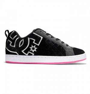 DC Court Graffik Sneakers Dame Hvite Svarte Rosa | 67953-BZNV