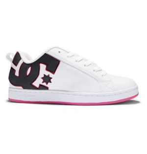 DC Court Graffik Sneakers Dame Svarte Hvite Rosa | 36894-LFAB