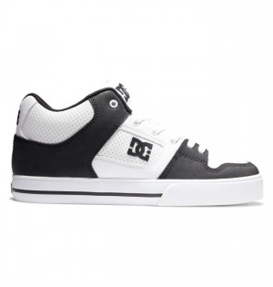 DC Pure MID Mid-Top Sneakers Herre Hvite Svarte Hvite | 13068-PCER