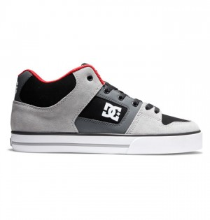 DC Pure MID Mid-Top Sneakers Herre Svarte Grå Rød | 30456-KGNQ