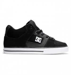 DC Pure MID Mid-Top Sneakers Herre Svarte Hvite | 97280-NSVO