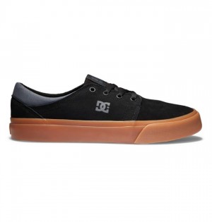 DC Trase Suede Sneakers Herre Svarte Grå Hvite | 54078-AJZQ