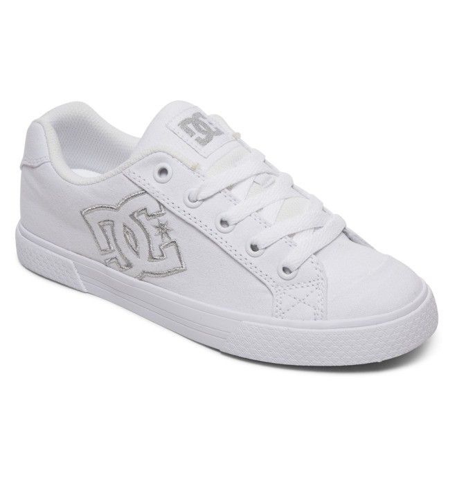 DC Chelsea Canvas Sneakers Dame Hvite Sølv | 54103-DXNJ