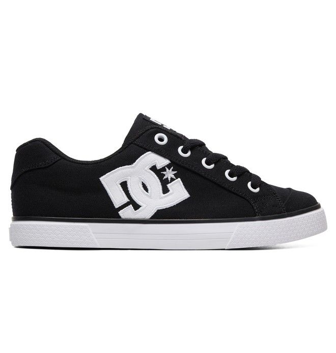 DC Chelsea Canvas Sneakers Dame Svarte Hvite Svarte | 78623-ZDKT