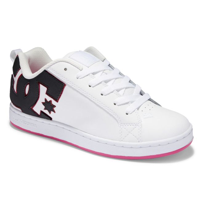 DC Court Graffik Sneakers Dame Svarte Hvite Rosa | 36894-LFAB