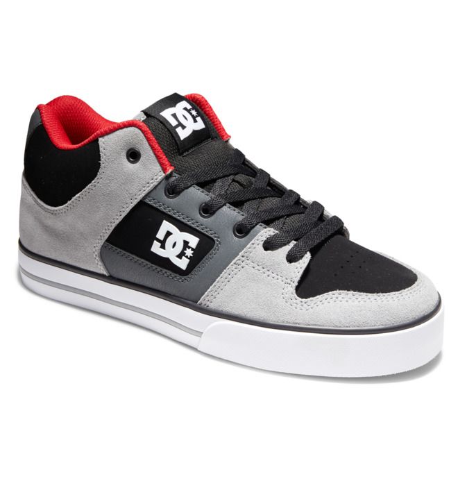 DC Pure MID Mid-Top Sneakers Herre Svarte Grå Rød | 30456-KGNQ