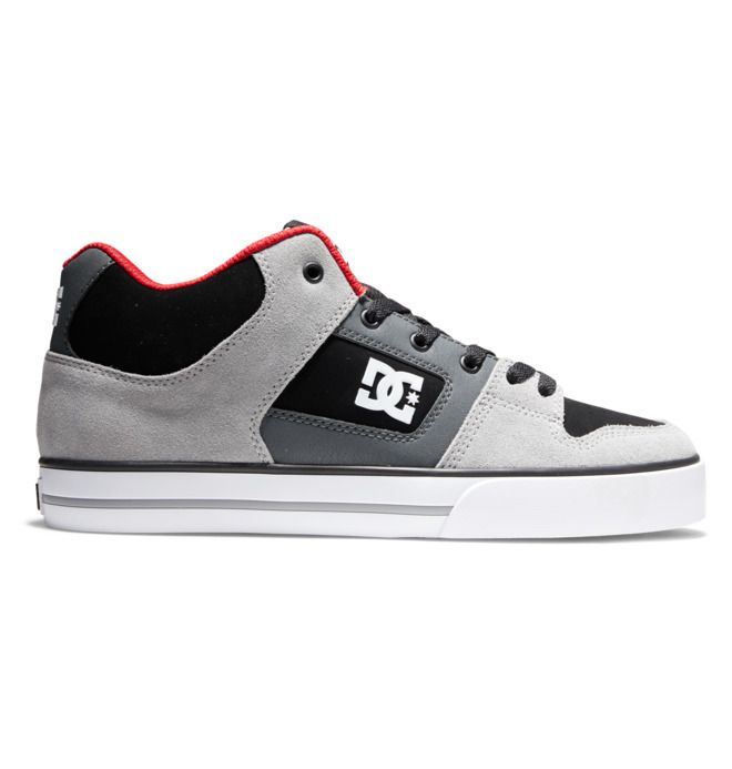 DC Pure MID Mid-Top Sneakers Herre Svarte Grå Rød | 30456-KGNQ